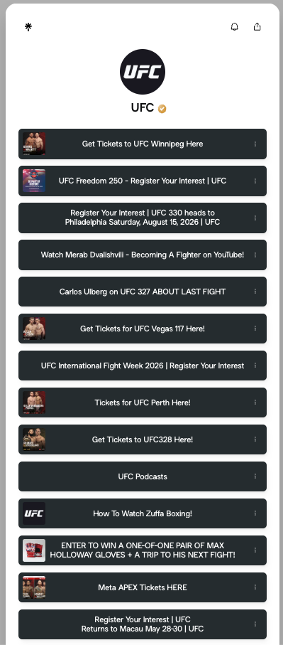 Linktree UFC page